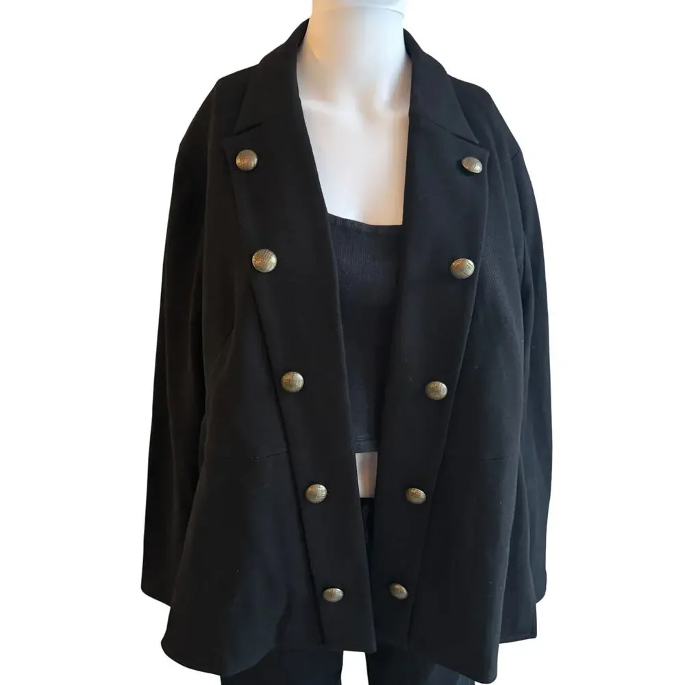 Chico’s Black Double Breasted Blazer Jacket Gold Buttons Petite 3 - Picture 6 of 6
